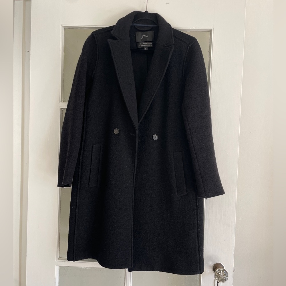 Jcrew Daphne Topcoat in Italian Boiled Wool Black Size 8